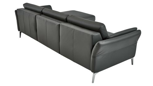 Ecksofa modulmaster aus Leder in Anthrazit Modulmaster MM-PN1200 - Ecksofa anthrazitfarbenes Leder Torro & glänzende Metallfüße – Stellfläche ca. 280 x 173 cm