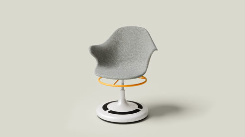 Drehstuhl Poptop aus Kunstfaser Kunststoff Metall in Grau Weiß Gelb Schwarz poptop Kinderschreibtischstuhl, Drehstuhl für Kinder Sitz aus recycelten PET-Flaschen, Sockel aus Stahl pulverbeschichtet