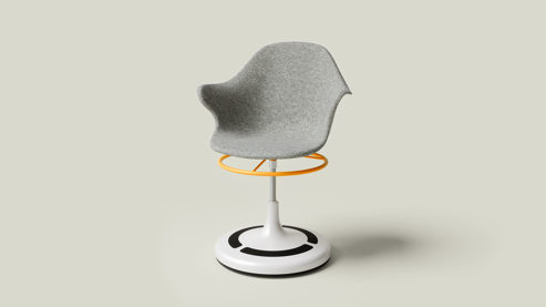 Drehstuhl Poptop aus Kunstfaser Kunststoff Metall in Grau Weiß Gelb Schwarz poptop Kinderschreibtischstuhl, Drehstuhl für Kinder Sitz aus recycelten PET-Flaschen, Sockel aus Stahl pulverbeschichtet