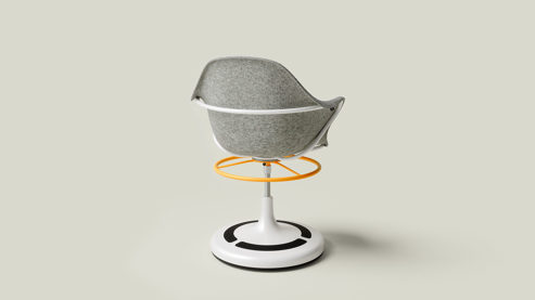 Drehstuhl Poptop aus Kunstfaser Kunststoff Metall in Grau Weiß Gelb Schwarz poptop Kinderschreibtischstuhl, Drehstuhl für Kinder Sitz aus recycelten PET-Flaschen, Sockel aus Stahl pulverbeschichtet