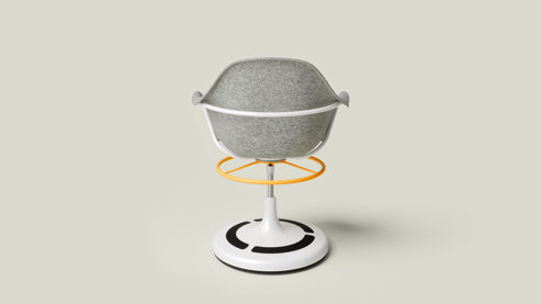 Drehstuhl Poptop aus Kunstfaser Kunststoff Metall in Grau Weiß Gelb Schwarz poptop Kinderschreibtischstuhl, Drehstuhl für Kinder Sitz aus recycelten PET-Flaschen, Sockel aus Stahl pulverbeschichtet