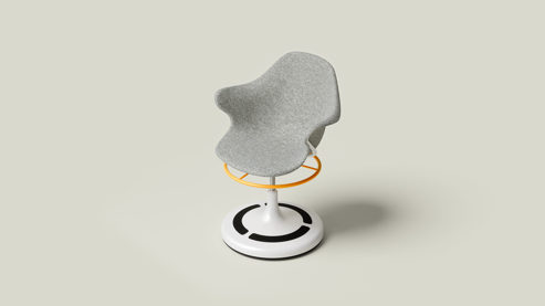 Drehstuhl Poptop aus Kunstfaser Kunststoff Metall in Grau Weiß Gelb Schwarz poptop Kinderschreibtischstuhl, Drehstuhl für Kinder Sitz aus recycelten PET-Flaschen, Sockel aus Stahl pulverbeschichtet