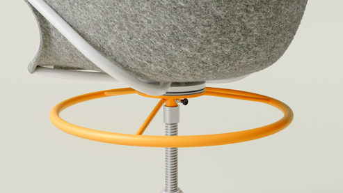 Drehstuhl Poptop aus Kunstfaser Kunststoff Metall in Grau Weiß Gelb Schwarz poptop Kinderschreibtischstuhl, Drehstuhl für Kinder Sitz aus recycelten PET-Flaschen, Sockel aus Stahl pulverbeschichtet