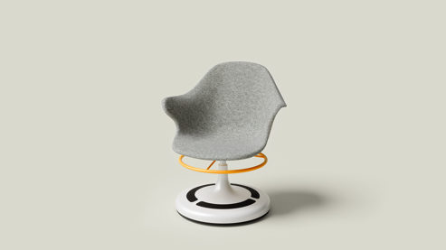 Drehstuhl Poptop aus Kunstfaser Kunststoff Metall in Grau Weiß Gelb Schwarz poptop Kinderschreibtischstuhl, Drehstuhl für Kinder Sitz aus recycelten PET-Flaschen, Sockel aus Stahl pulverbeschichtet