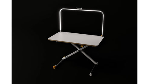 Schreibtischleuchte Poptop aus Aluminium Kunststoff in Aluminium popsnap Schreibtischlampe für poptop Kinderschreibtisch Aluminium gestrahlt, inkl. Handyhalterung