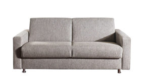 Schlafsofa Bali aus Stoff in Grau Messina Funktionssofa - Schlafcouch grauer Chenillebezug 8-6002 & Chromfüße 84 - Breite ca. 227 cm
