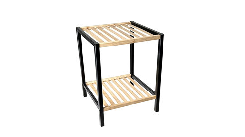 Beistelltisch Haku aus Holz in Holzfarben Hell Beistelltisch naturfarben & Schwarz – zwei Ablageböden, Höhe ca. 47 cm