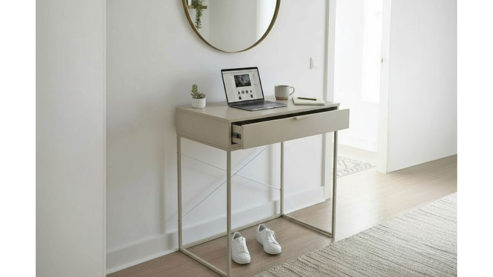 Konsole Haku aus Metall in Creme Konsole kaschmirfarben - ca. 80 x 79 cm