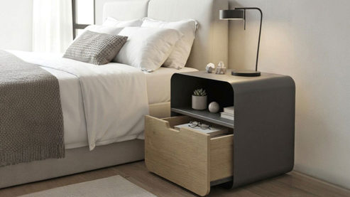 Konsole Haku aus Holz in Anthrazit Nachtkonsole Anthrazit & Eiche - ca. 38 x 25 cm