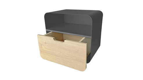 Konsole Haku aus Holz in Anthrazit Nachtkonsole Anthrazit & Eiche - ca. 38 x 25 cm