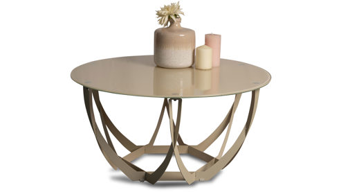 Couchtisch M2 kollektion aus Glas in Creme Couchtisch Maya 2 Cremeweiß - Durchmesser ca. 80 cm