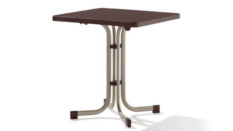 Gartentisch Sieger in Champagner Bicolor Mocca Sieger Klapptisch Gartentisch 231 C-M Mecalit 70 x 70 cm Gestell Stahlrohr Champagner, Tischplatte Mecalit Mocca