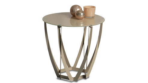 Beistelltisch M2 kollektion aus Glas in Creme Beistelltisch Maya 1 Cremeweiß - Durchmesser ca. 50 cm