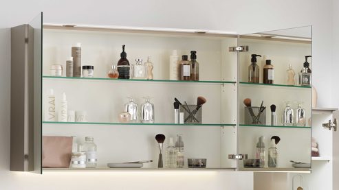 Badmöbel-Set Interliving aus Holz in Beige Interliving Bad Serie 3710 - Badmöbel-Set Macchiato & Weiß