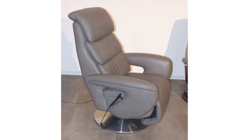 Relaxsessel comfortmaster besser sitzen, liegen, leben aus Leder in Grau HUKLA HU1060 – Relaxsessel, Sessel 3-motorig steingraues LongLife-Leder Vivre & Drehteller