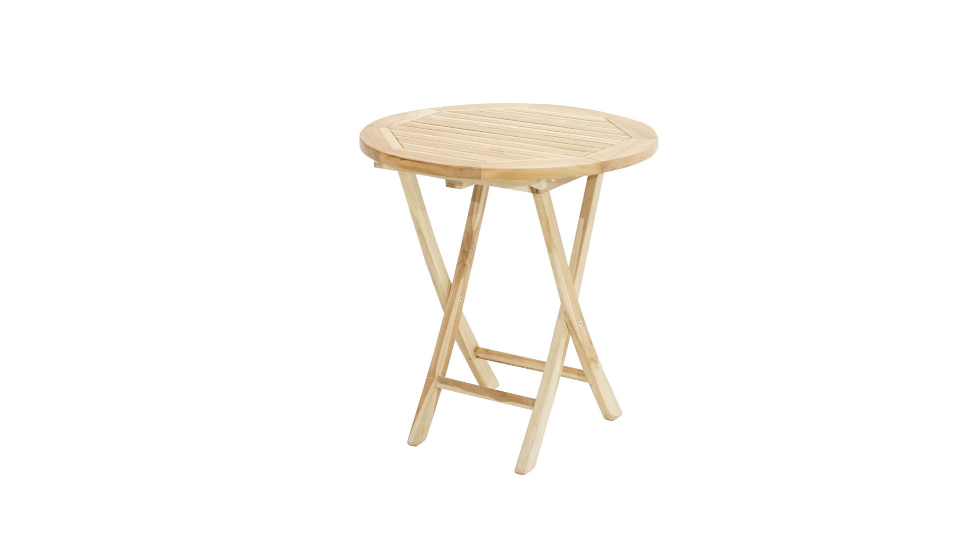 Gartentisch Ploß aus Holz in Holzfarben Ploß® Klapptisch Lexington ECO als Gartenmöbel Eco-Teakholz – Durchmesser ca. 70 cm
