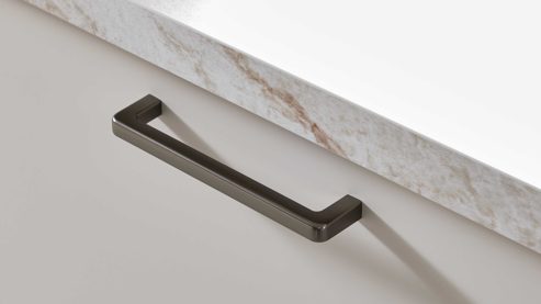 Einbauküche WERT KÜCHE® aus Holz in Hellgrau WERT KÜCHE® Matteo mit Einbaugeräten Sandgrau & Sandeiche - zweiteilig