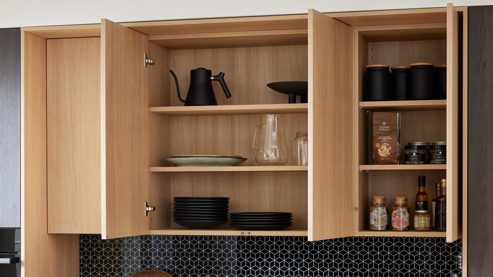 Einbauküche WERT KÜCHE® aus Holz in Holzfarben WERT KÜCHE® Vanessa mit gorenje Einbaugeräten Eiche Siena & Sandeiche - zweiteilig