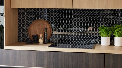 Einbauküche WERT KÜCHE® aus Holz in Holzfarben WERT KÜCHE® Vanessa mit gorenje Einbaugeräten Eiche Siena & Sandeiche - zweiteilig