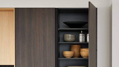 Einbauküche WERT KÜCHE® aus Holz in Holzfarben WERT KÜCHE® Vanessa mit gorenje Einbaugeräten Eiche Siena & Sandeiche - zweiteilig