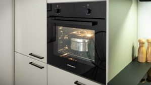 Einbauküche Express küchen aus Holz in Hellgrün EXPRESS KÜCHEN Einbauküche Clean mit Einbaugeräten Salbeigrün & Schwarz  - Länge ca. 390 cm