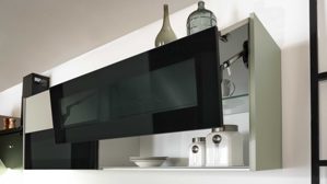 Einbauküche Express küchen aus Holz in Hellgrün EXPRESS KÜCHEN Einbauküche Clean mit Einbaugeräten Salbeigrün & Schwarz  - Länge ca. 390 cm