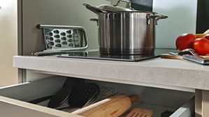 Einbauküche Express küchen aus Holz in Beige EXPRESS KÜCHEN Einbauküche Win mit Spülmaschine Cremegrau - Länge ca. 240 cm