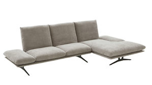 Ecksofa Koinor aus Stoff in Taupe KOINOR Polsterserie Finlay (Francis) - Ecksofa taupefarbenes Chenilleflachgewebe & schwarze Metallkufe - Stellfläche ca. 159 x 314 cm