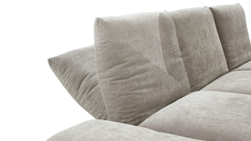 Ecksofa Koinor aus Stoff in Taupe KOINOR Polsterserie Finlay (Francis) - Ecksofa taupefarbenes Chenilleflachgewebe & schwarze Metallkufe - Stellfläche ca. 159 x 314 cm