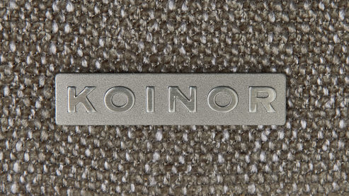 Einzelhocker Koinor aus Stoff in Taupe KOINOR Polsterserie Finlay (Francis) - Polsterhocker taupefarbenes Chenilleflachgewebe & schwarze Metallkufe - ca. 150 x 60 cm