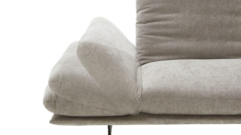 Ecksofa Koinor aus Stoff in Taupe KOINOR Polsterserie Finlay (Francis) - Ecksofa taupefarbenes Chenilleflachgewebe & schwarze Metallkufe - Stellfläche ca. 159 x 314 cm