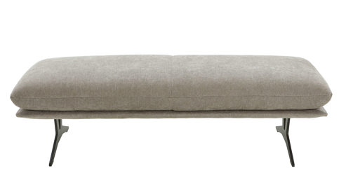 Einzelhocker Koinor aus Stoff in Taupe KOINOR Polsterserie Finlay (Francis) - Polsterhocker taupefarbenes Chenilleflachgewebe & schwarze Metallkufe - ca. 150 x 60 cm