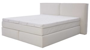 Boxspringbett Interliving aus Stoff in Weiß Interliving Boxspring Bett Serie 1421 elfenbeinfarbener Bezug Alfor 101 - Liegefläche ca. 180 x 200 cm