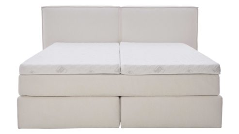 Boxspringbett Interliving aus Stoff in Weiß Interliving Boxspring Bett Serie 1421 elfenbeinfarbener Bezug Alfor 101 - Liegefläche ca. 180 x 200 cm