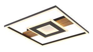 Deckenleuchte Globo lighting aus Kunststoff Metall in Schwarz Holzfarben Dunkel GLOBO Deckenleuchte PIKARA - Deckenlampe Holzoptik & schwarz - ca. 38 x 38 cm