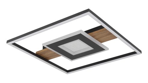 Deckenleuchte Globo lighting aus Kunststoff Metall in Schwarz Holzfarben Dunkel GLOBO Deckenleuchte PIKARA - Deckenlampe Holzoptik & schwarz - ca. 38 x 38 cm