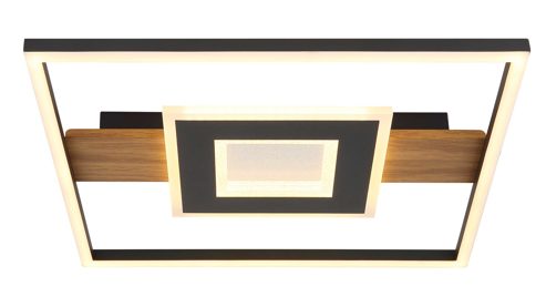 Deckenleuchte Globo lighting aus Kunststoff Metall in Schwarz Holzfarben Dunkel GLOBO Deckenleuchte PIKARA - Deckenlampe Holzoptik & schwarz - ca. 38 x 38 cm