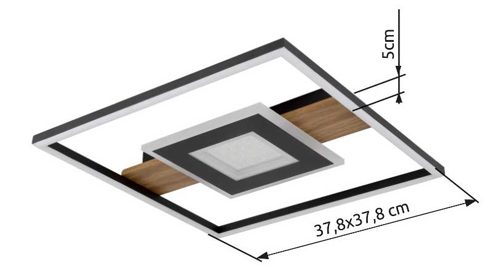 Deckenleuchte Globo lighting aus Kunststoff Metall in Schwarz Holzfarben Dunkel GLOBO Deckenleuchte PIKARA - Deckenlampe Holzoptik & schwarz - ca. 38 x 38 cm