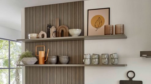 Einbauküche Nobilia® aus Holz in Grau nobilia® Einbauküche Easytouch mit Geräten Taupegrau - zweiteilig