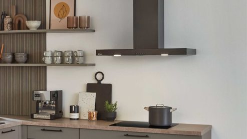 Einbauküche Nobilia® aus Holz in Grau nobilia® Einbauküche Easytouch mit Geräten Taupegrau - zweiteilig