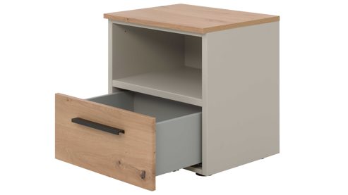 Komplettzimmer Interliving aus Holz in Hellgrau Interliving Jugendzimmer Serie 1702 - Jugendzimmermöbel als komplettes Set Sandgrau & Artisan Eiche - Liegefläche ca. 120 x 200 cm