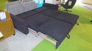 Schlafsofa Poco | steinpol aus Stoff in Schwarz Grün POCO Schlafsofa Westpoint XC 180 x 210 cm, Funktionssofa Bezug 20953 Paris schwarz & chromfarbene Metallüße
