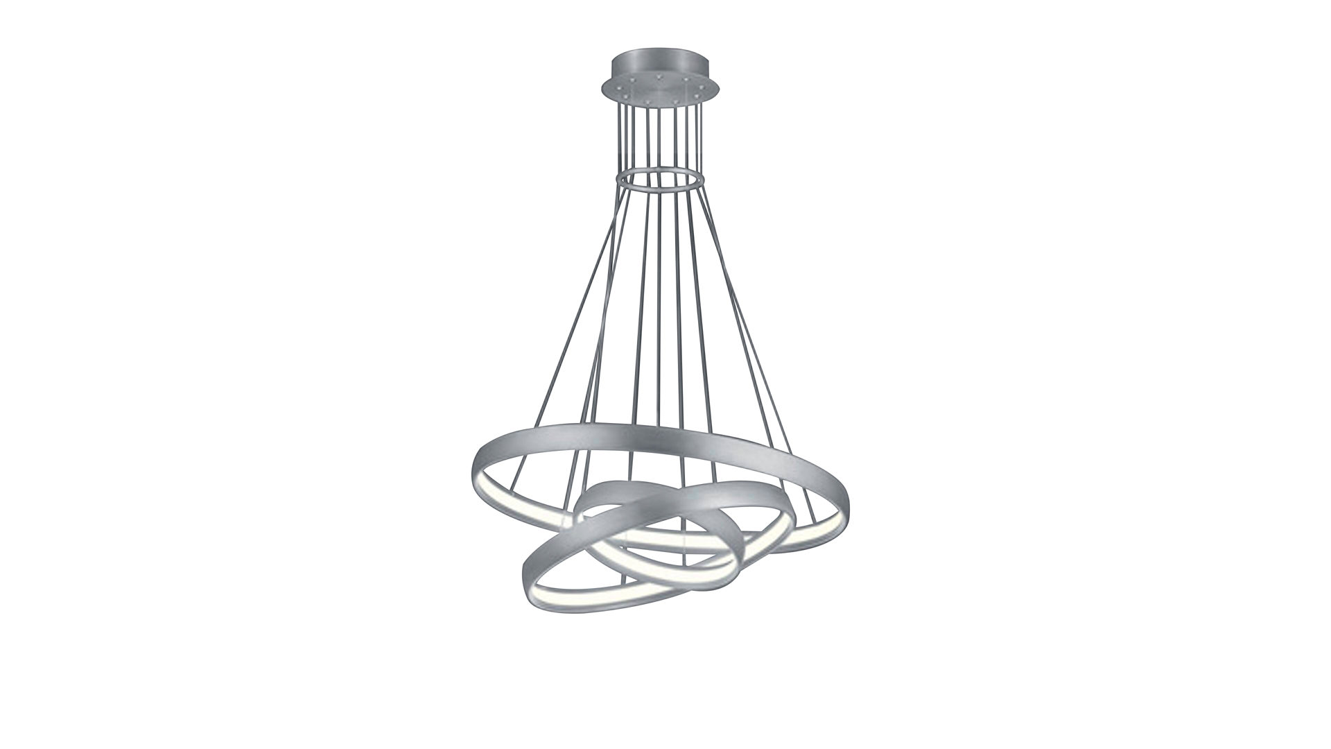 Pendelleuchte Trio leuchten aus Metall in Metallfarben LED-Pendelleuchte Macau gebürstetes Aluminium – Durchmesser ca. 75 cm