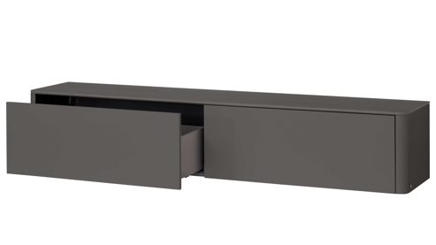 Lowboard Interliving aus Holz in Dunkelgrau Interliving Wohnzimmer Serie 2035 - Lowboard dunkelgrauer Mattlack - eine Klapptür, eine Schublade, Länge ca. 200 cm
