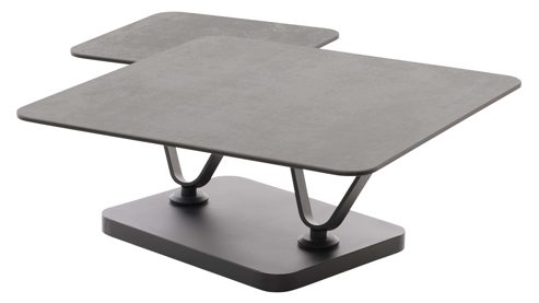 Couchtisch Interliving aus Keramik in Dunkelgrau Interliving Couchtisch Serie 6232 titanfarbene Keramik & schwarzer Stahl - 80-137 x 80 cm