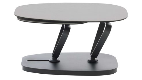 Couchtisch Interliving aus Keramik in Grau Interliving Couchtisch Serie 6233 silberfarbene Keramik & schwarzer Stahl - 90-149 x 60 cm