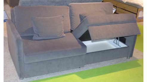 Einzelsofa Poco | steinpol aus Stoff in Grau Chrom POCO Polstersofa Westpoint 180 x 95 cm, Sofa mit Bettkasten Bezug 20547 Phoenix grau & chromfarbene Metallüße