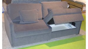 Einzelsofa Poco | steinpol aus Stoff in Grau Chrom POCO Polstersofa Westpoint 180 x 95 cm, Sofa mit Bettkasten Bezug 20547 Phoenix grau & chromfarbene Metallüße