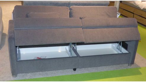 Einzelsofa Poco | steinpol aus Stoff in Grau Chrom POCO Polstersofa Westpoint 180 x 95 cm, Sofa mit Bettkasten Bezug 20547 Phoenix grau & chromfarbene Metallüße