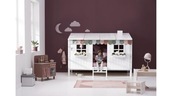 Spielbett Flexa aus Holz in Weiß FLEXA Classic Spielbettgestell Bett mit Haus weiße Lackoberflächen – Liegefläche ca. 90 x 200 cm